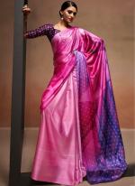 Sattin Pink Traditional Wear Printed Saree